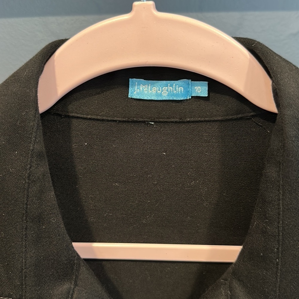 J. Mclaughlin Button Front Collared Black Dress Size 10 - Picture 2 of 4